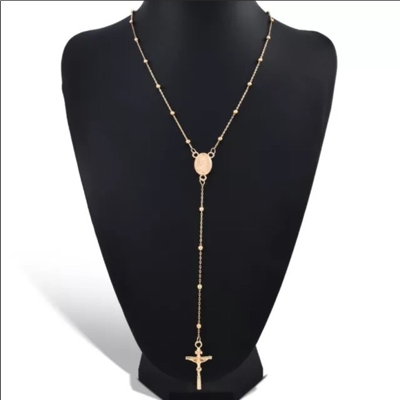 Jewelry - MORE COMING Rosary Style Gold Toned Alloy Necklace